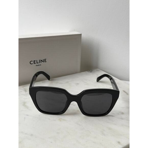 NEW Celine CL40198F Logo Unisex Black Squared Sunglasses - Picture 4 of 8